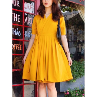 Đầm đắp chéo xếp li - kimo dress
