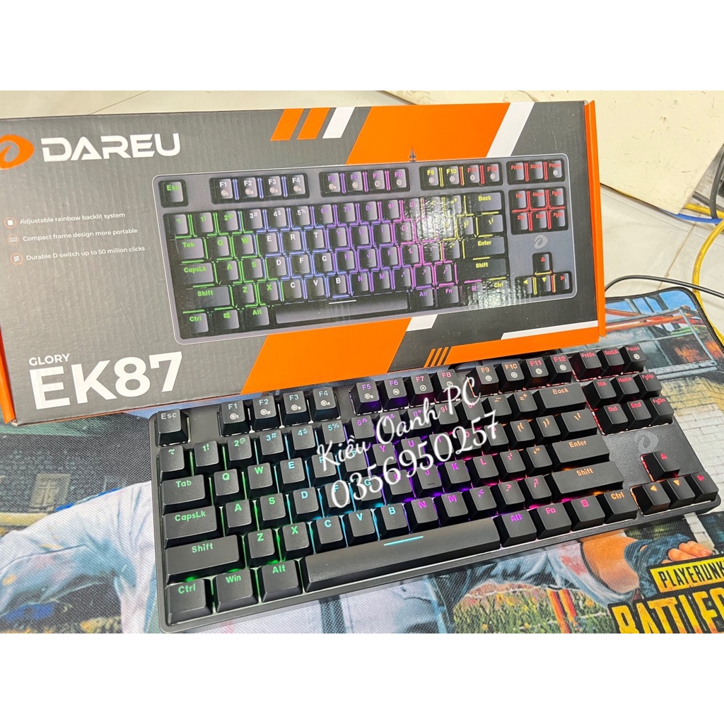 Bàn phím cơ DAREU EK87 PINK / WHITE / black Gaming