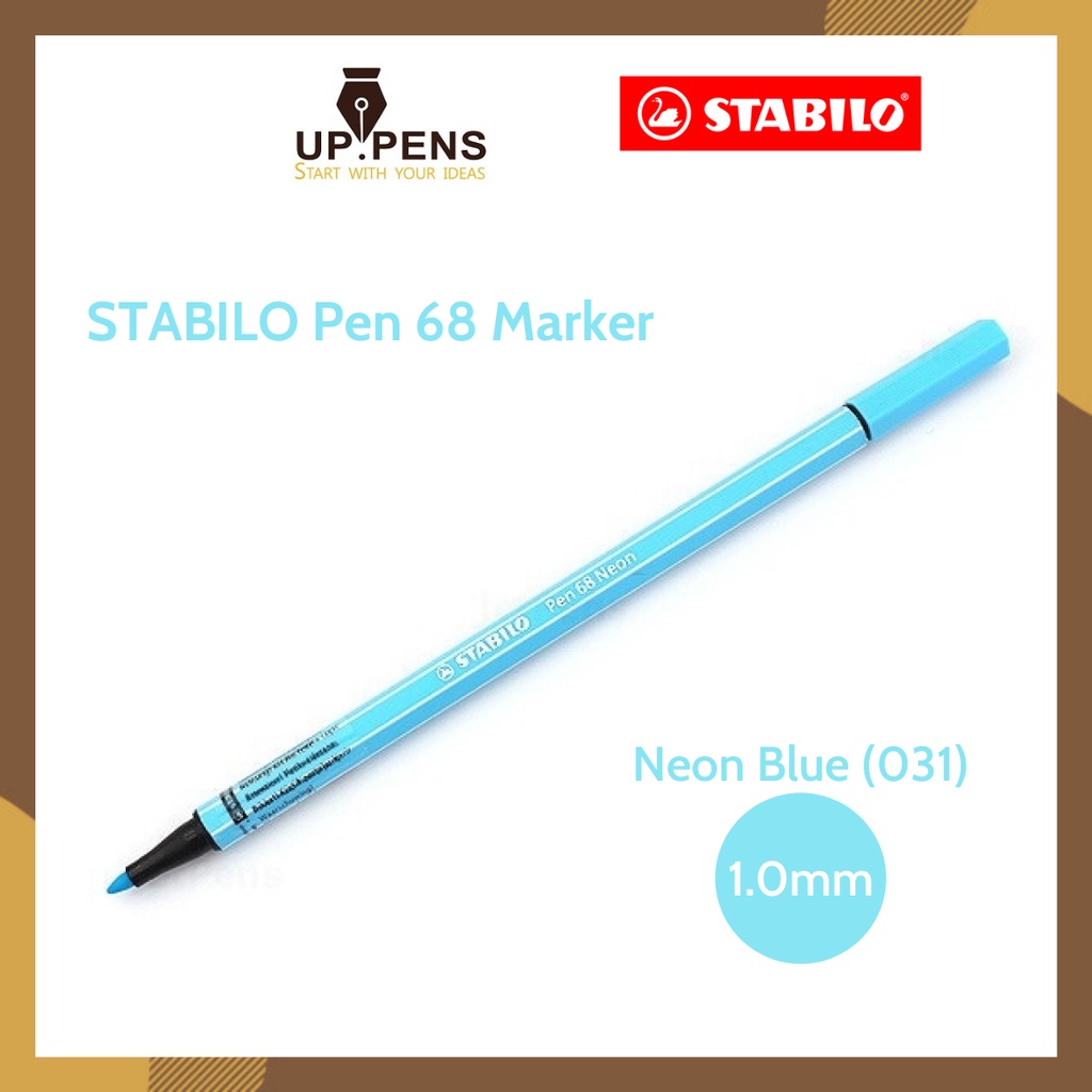 Bút lông màu Stabilo Pen 68 Marker - 1.0mm - Màu xanh dương dạ quang (Neon Blue - 031)
