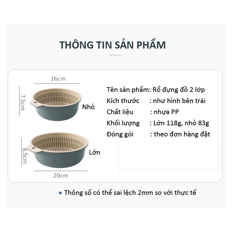 Rổ đựng đồ dùng thực phẩm 2 lớp đa năng tiện dụng