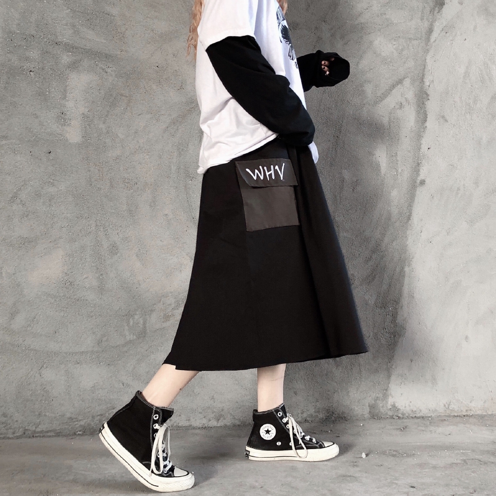 Chân Váy Chữ A Vải Cotton Phối Túi Cá Tính | BigBuy360 - bigbuy360.vn