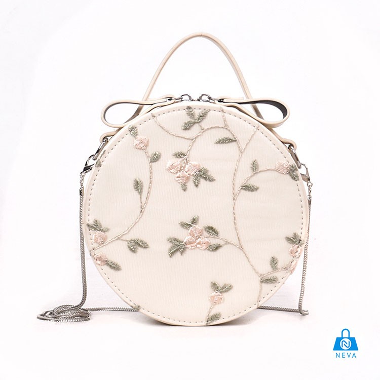 [SALE HOT] Túi hộp tròn đeo chéo thêu hoa siêu xinh NEVA8901 | BigBuy360 - bigbuy360.vn