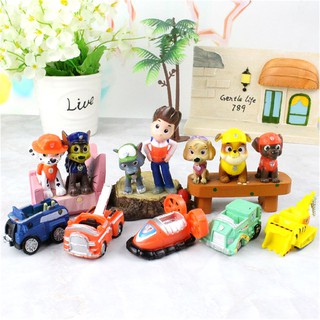 Phụ kiện trang trí bánh sinh nhật_Set chó cứu hộ + người + xe
