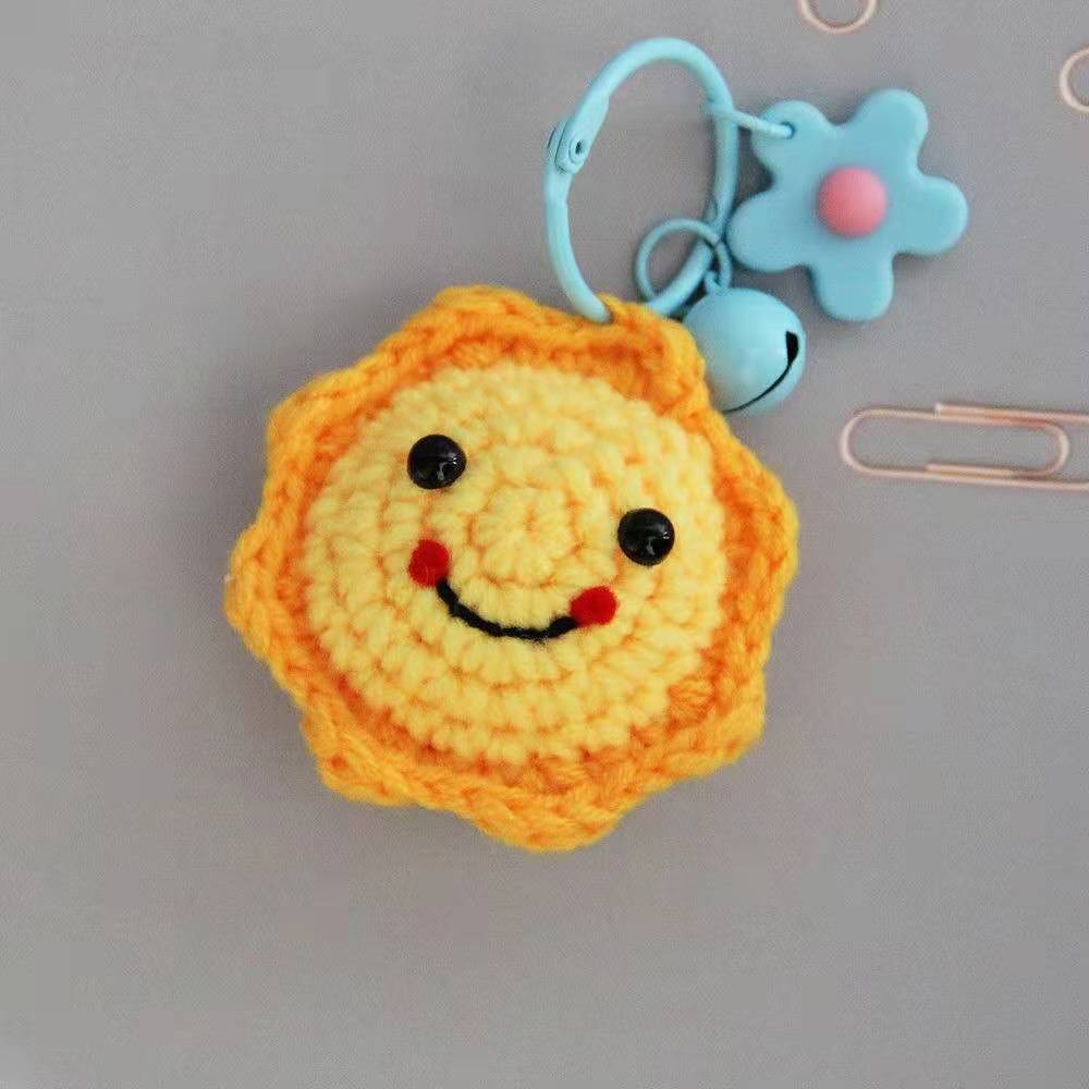 Vòng chìa khóa tự làm, mặt dây chuyền đan len tự chế, vòng chìa khóa