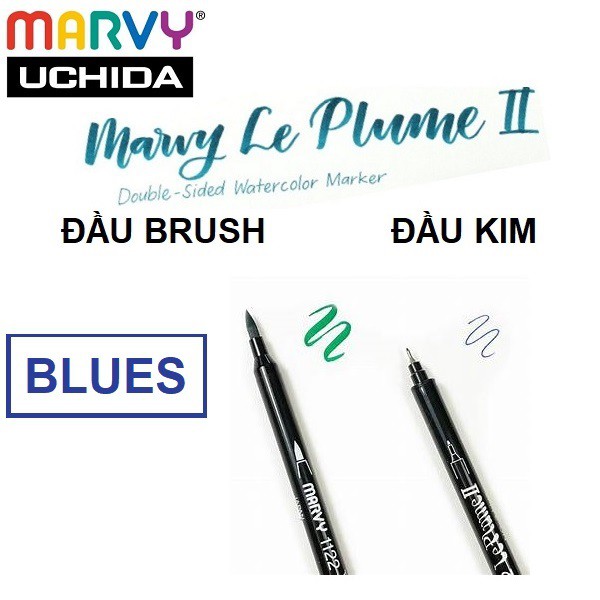 [Giá sỉ] [BLUES] Bút lông màu 2 đầu MARVY LE PLUME II - 1122