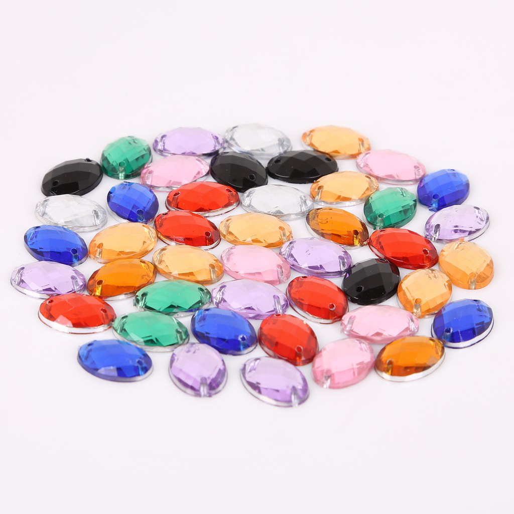 Set 50 hạt đá 2 lỗ hình Oval 10*14mm