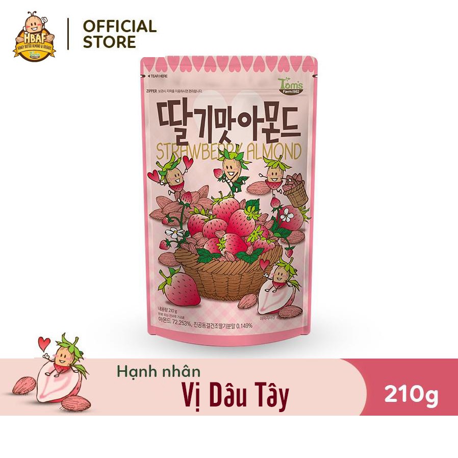 Hạnh nhân tẩm vị Dâu Tây HBAF  Hàn Quốc - Gói 210g
