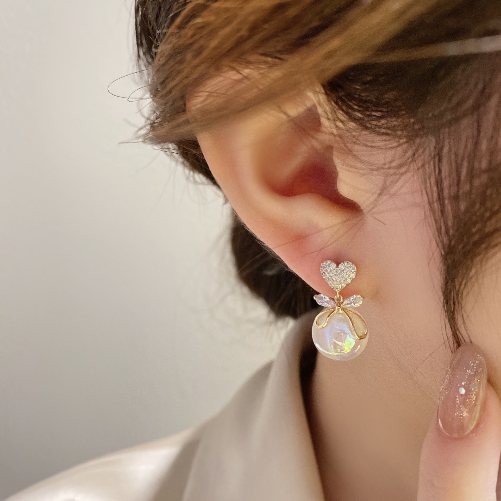Khuyên Tai Hình Trái Tim Lớn Đính Đá Zircon Ngọc Trai Thời Trang Sang Trọng Phong Cách Hàn Quốc Dành Cho Bạn