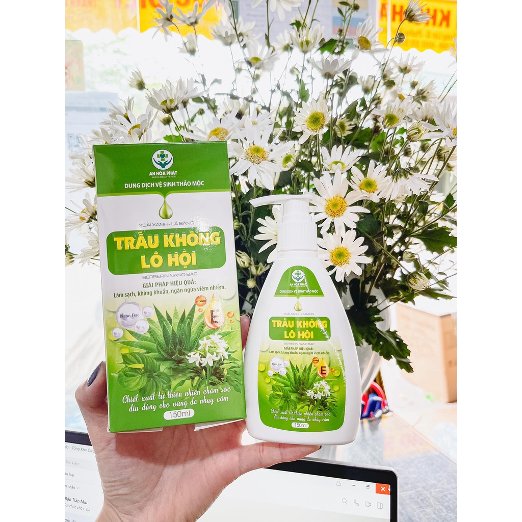 Dung Dịch Vệ Sinh Trầu Không Lô Hội Có Nano Bạc, Hàng CTy An Hòa Phát 150ml (Ảnh thật)