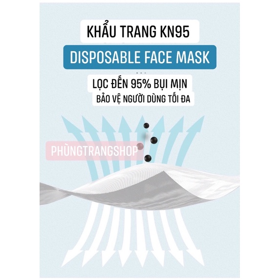 [TÚI 10 CÁI] Khẩu trang KN95 5 lớp chống bụi mịn PM2.5, có kẹp kim loại chắc chắn ở sống mũi | BigBuy360 - bigbuy360.vn