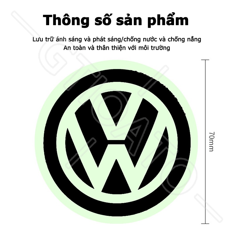 GTIOATO Ánh Sáng Ban Đêm Decal DáN Xe Tem Logo DáN Xe MiếNg DáN ChốNg NưỚC Ô Tô Bánh Xe Nắp Bình Xăng Bát Cửa Cảnh Báo Nhãn Dán Xe Hơi Trang Trí Ô Tô Cho Volkswagen Tiguan Polo Golf MK7 Jetta MK6 Touran Beetle Teramont Scirocco Passat