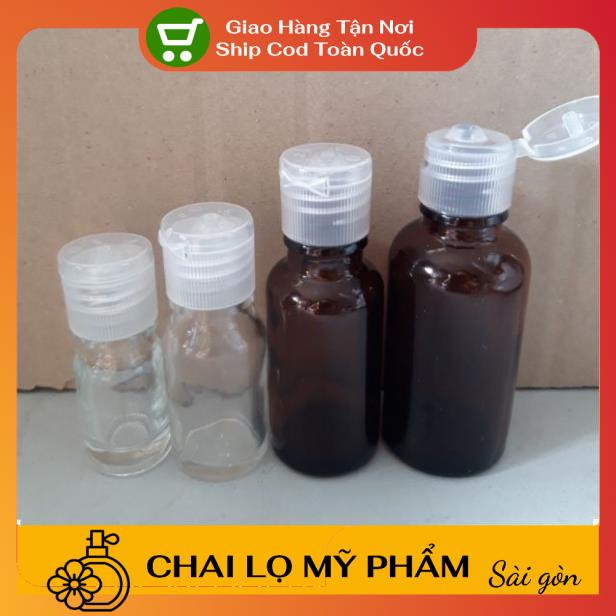 [SIÊU RẺ] Chai nắp bật thủy tinh 20ml,30ml chiết mỹ phẩm , phụ kiện du lịch