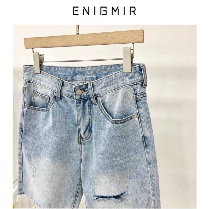 QUẦN SHORT JEANS RÁCH GỐI 1B FORM UNISEX (hình chụp thật)