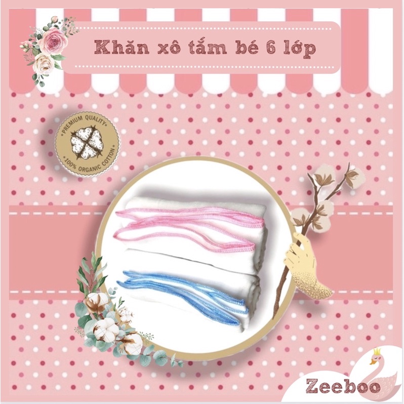 Khăn xô tắm bé sơ sinh 6 lớp dày dặn, chất liệu cotton 100% mềm mại siêu thấm hút, an toàn cho làn da nhạy cảm của bé