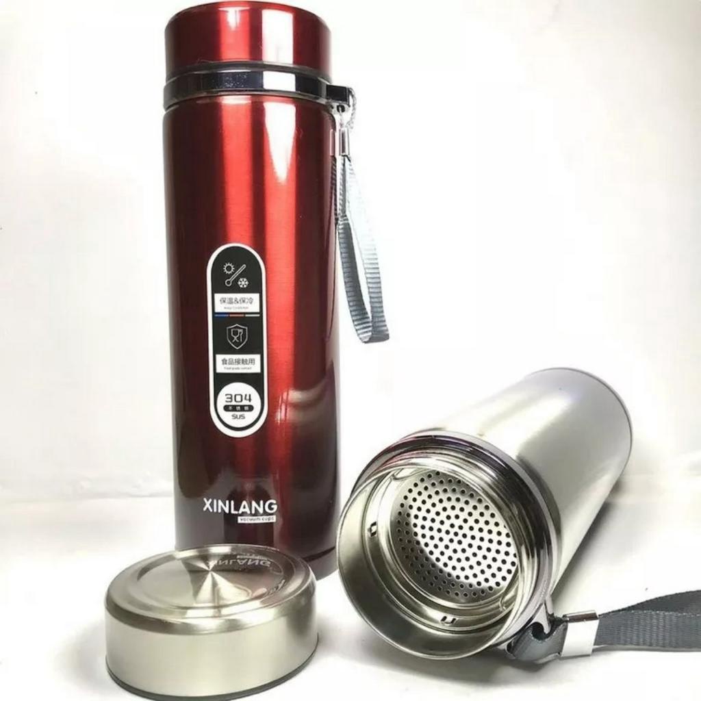 Bình giữ nhiệt 1000ml cao cấp có nắp lọc trà - Bình đựng nước thể thao lõi inox không gỉ có dây sang trọng