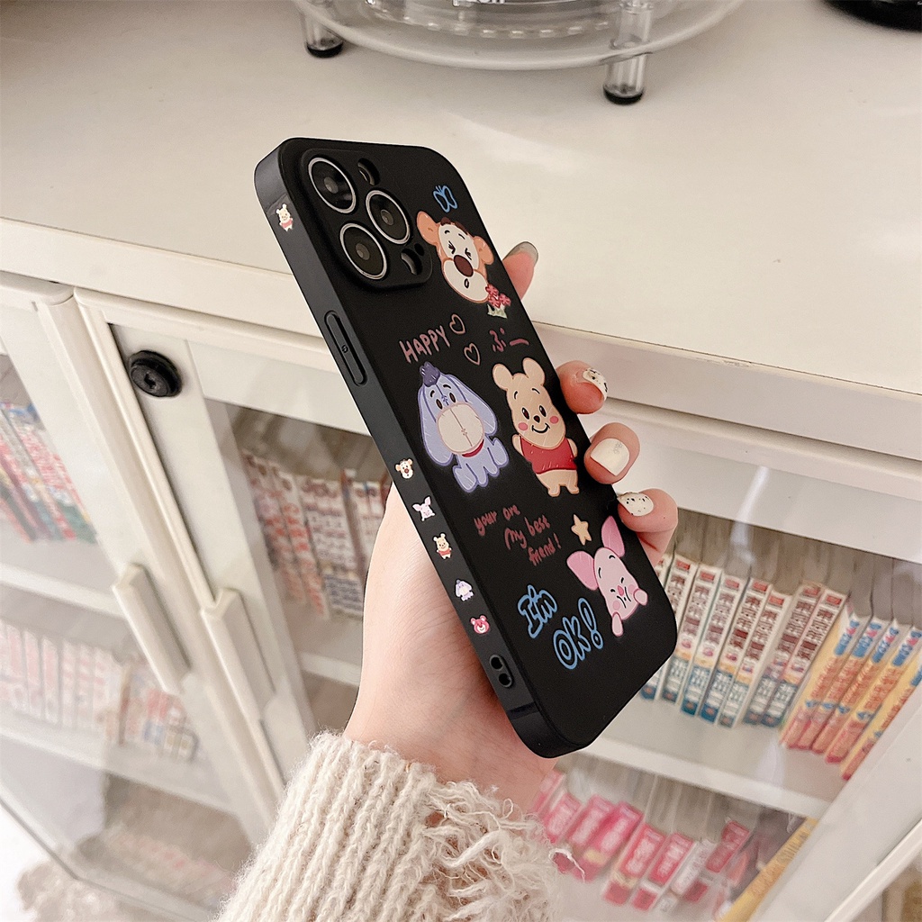 Ốp điện thoại viền silicon mềm in hình gấu Pooh thích hợp cho iPhone 13 / 12 Pro Max 11 Xr 6 7 8 Plus