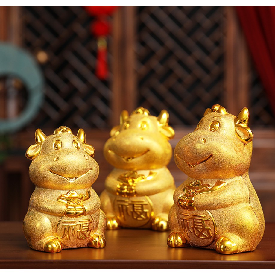 Chú trâu vàng đựng tiền tiết kiệm siêu đẹp, siêu sang, hộp đựng | BigBuy360 - bigbuy360.vn