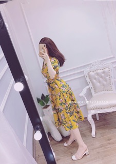 Váy đũi hoa xoè cổ tim