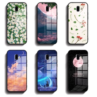 Ốp Điện Thoại Mặt Kính Viền Silicon Dẻo Họa Tiết Thời Trang Sang Trọng Cho Samsung galaxy J6 2018 J6+ J6 plus