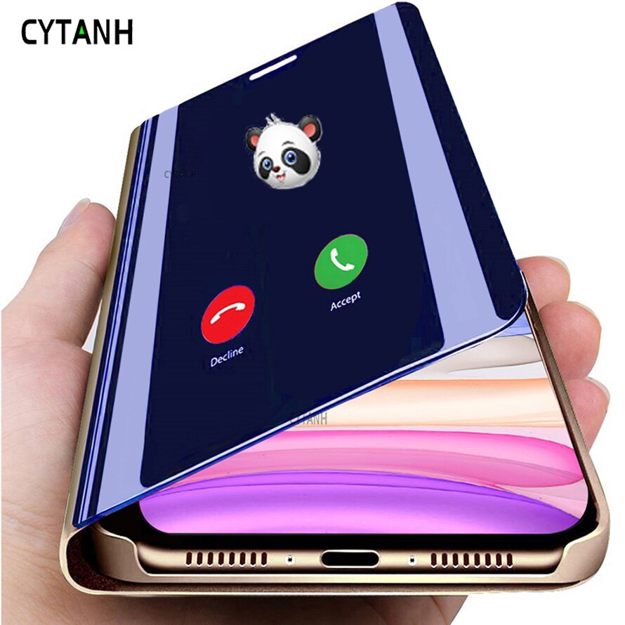 Sang Trọng Ốp Điện Thoại Nắp Gập Tráng Gương Thông Minh Cho Motorola One Power P30 Note E5 G6 Play Moto G8 Power G7 Plus