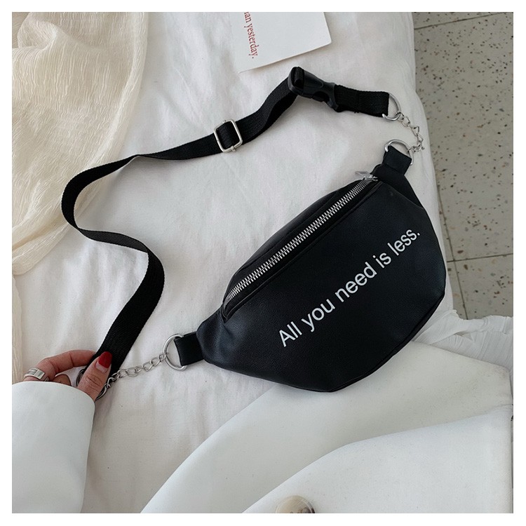 Túi Đeo Chéo Bao Tử Da Đen Basic All You Need