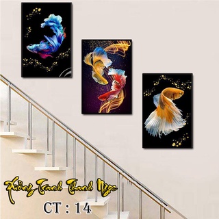 Set 3 tranh treo cầu thang ⚡THIẾT KẾ MỚI NHẤT⚡ tranh tráng gương đẹp lung linh, huyền ảo bởi bề mặt phủ gương bóng loáng