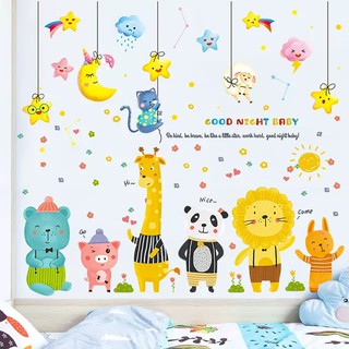 Decal dán tường trang trí trẻ em: Combo trăng sao chúc các bạn ngủ ngon
