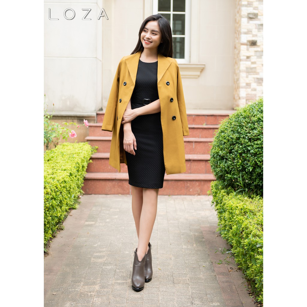 [Mã FASHIONMALLT4 giảm 15% đơn 150k] Áo khoác măng tô 2 hàng cúc-LOZA LK6011