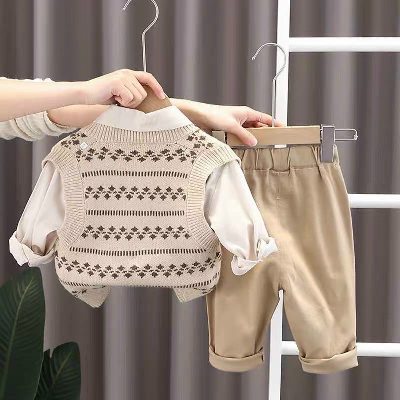 Sét bộ công tử len 3 chi tiết cao cấp cho bé 10-20kg