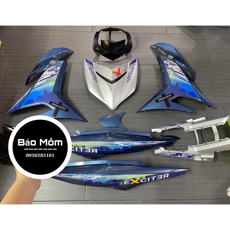 Dàn áo Exciter 150 xanh bạc phiên bản Bình Minh  Dawn đời xe 2019