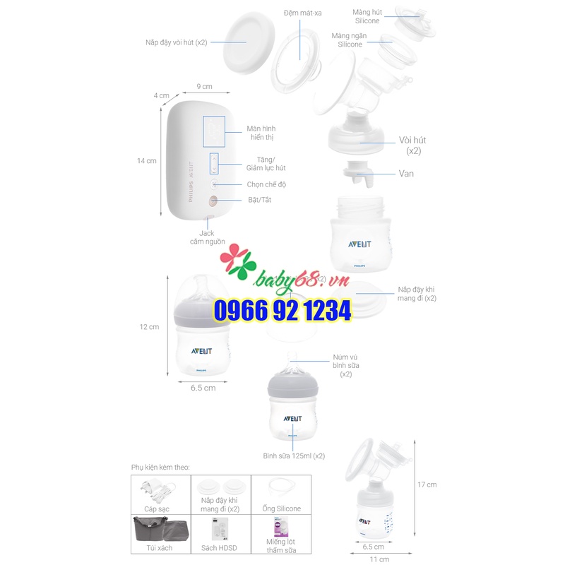 Máy hút sữa điện đôi Philips Avent Eureka Plus SCF394/11