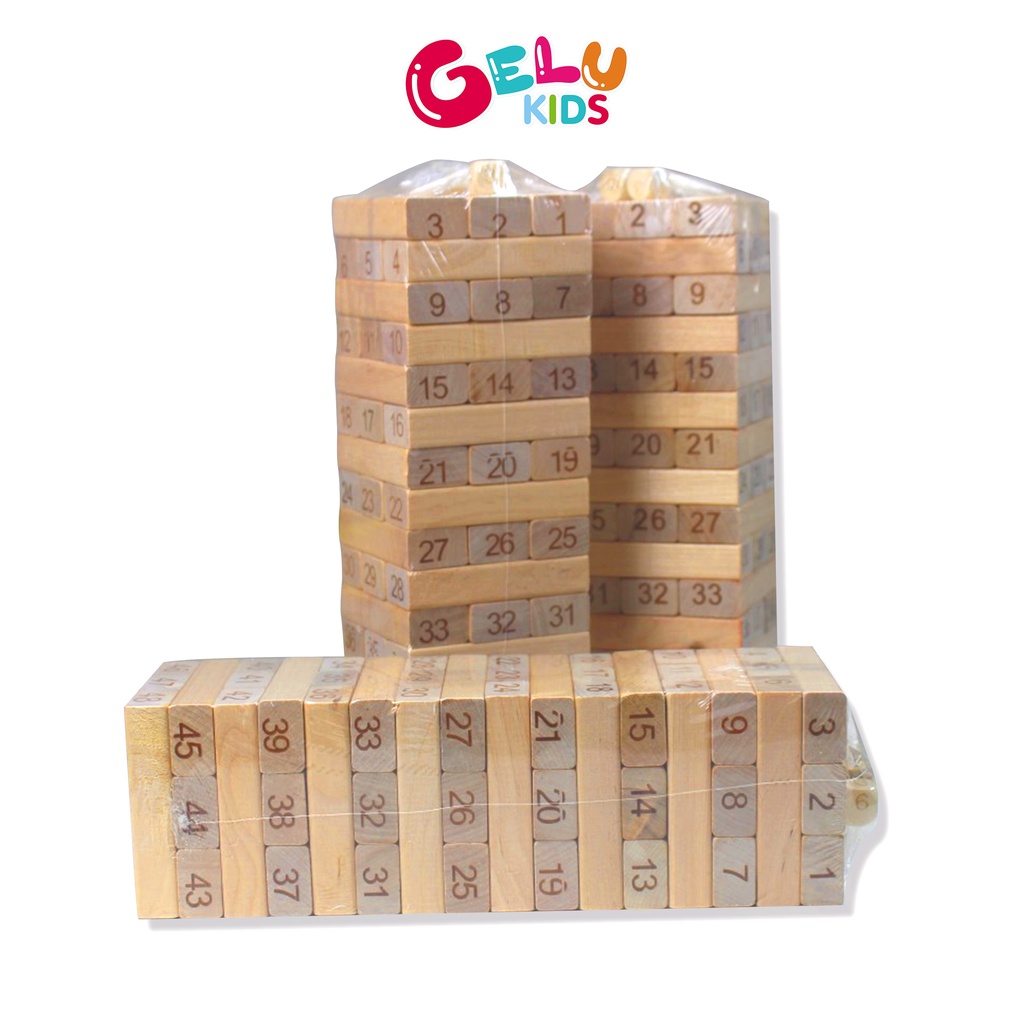 Bộ đồ chơi rút gỗ 48 thanh kèm xúc xắc GELU KIDS trò chơi giải trí rèn luyện khéo léo cho bé