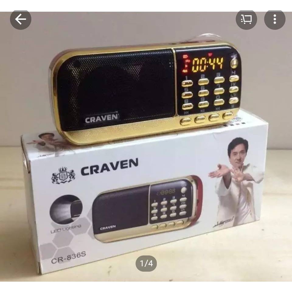 Loa nghe học ngoại ngữ Craven CR836s (2pin, có đèn pin, cắm thẻ nhở, usb)