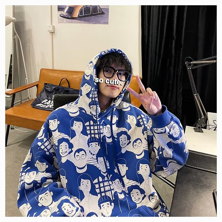 Áo Hoodie Nam Tay Dài In Hình Chân Dung Hoạt Hình Size M-7XL