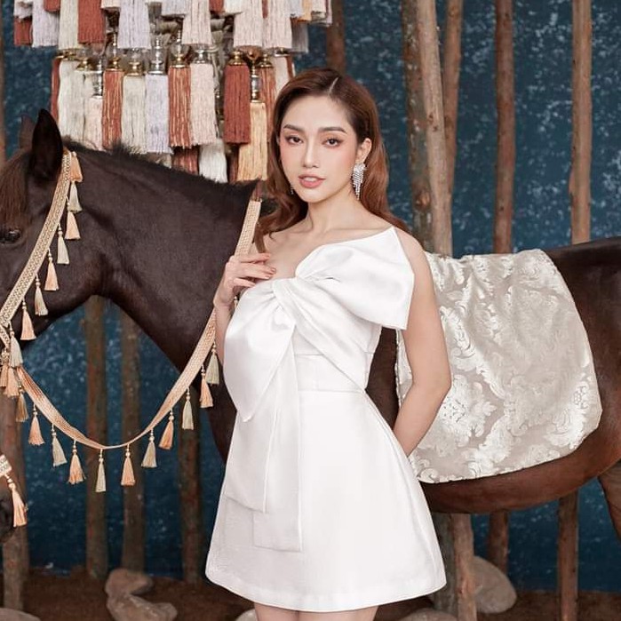 Đầm dự tiệc cúp ngực dáng xòe đính nơ sang trọng | BigBuy360 - bigbuy360.vn