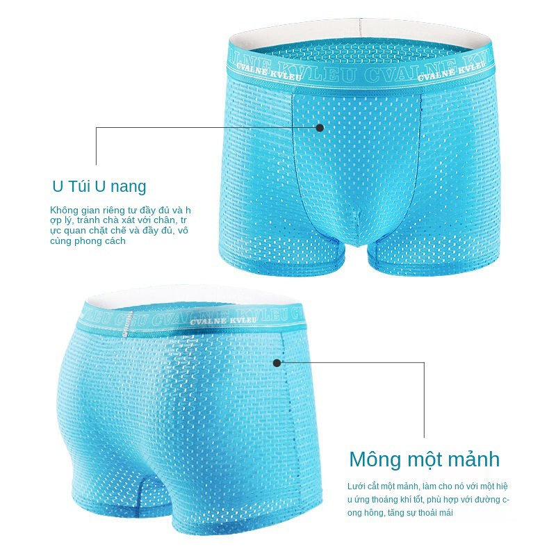 Fugui Bird Ice Silk Quần lót nam Boxer kháng khuẩn Mùa hè đùi thoáng khí cho bé trai