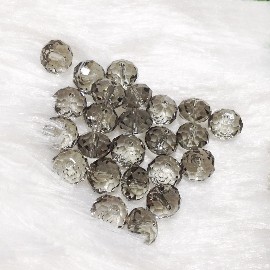 Hạt đá pha lê tròn bẹt size 8mm trong vắt lấp lánh đủ màu dùng làm lắc tay vòng dây chuyền trang sức hoa tai sang trọng