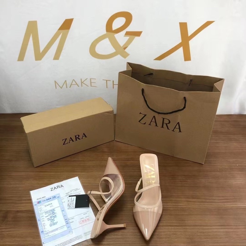 Sục zara mica quai trong gót nhọn mũi nhọn xuất dư fullbox