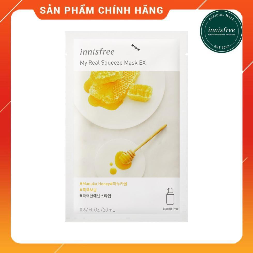 Mặt nạ giấy dưỡng ẩm & phục hồi da từ mật ong innisfree My Real Squeeze Mask - Honey 20ml