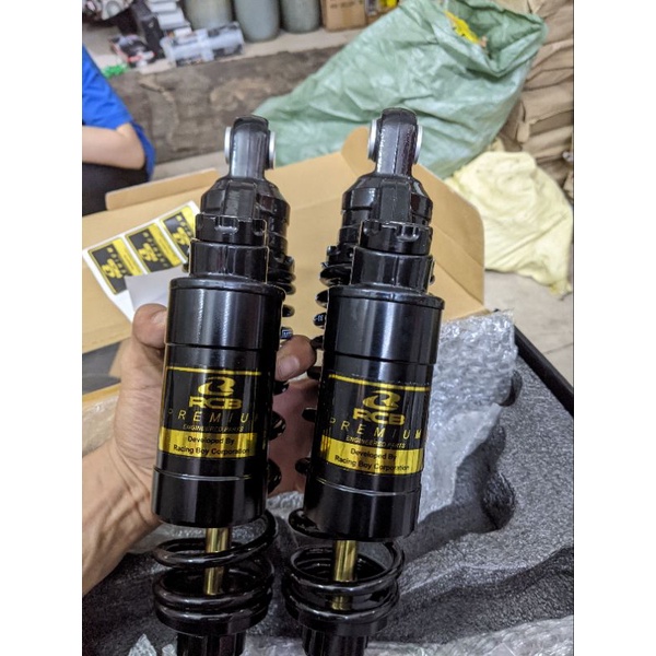 Phuộc RCB/NITRON bình dầu ty vàng full đen gắn AB NOUVO 4 5 6 PCX NVX Impulse Shark Dylan PS Sh ý