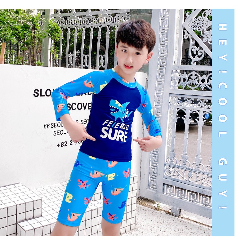 Đồ bơi bé trai dài tay chống nắng cao cấp