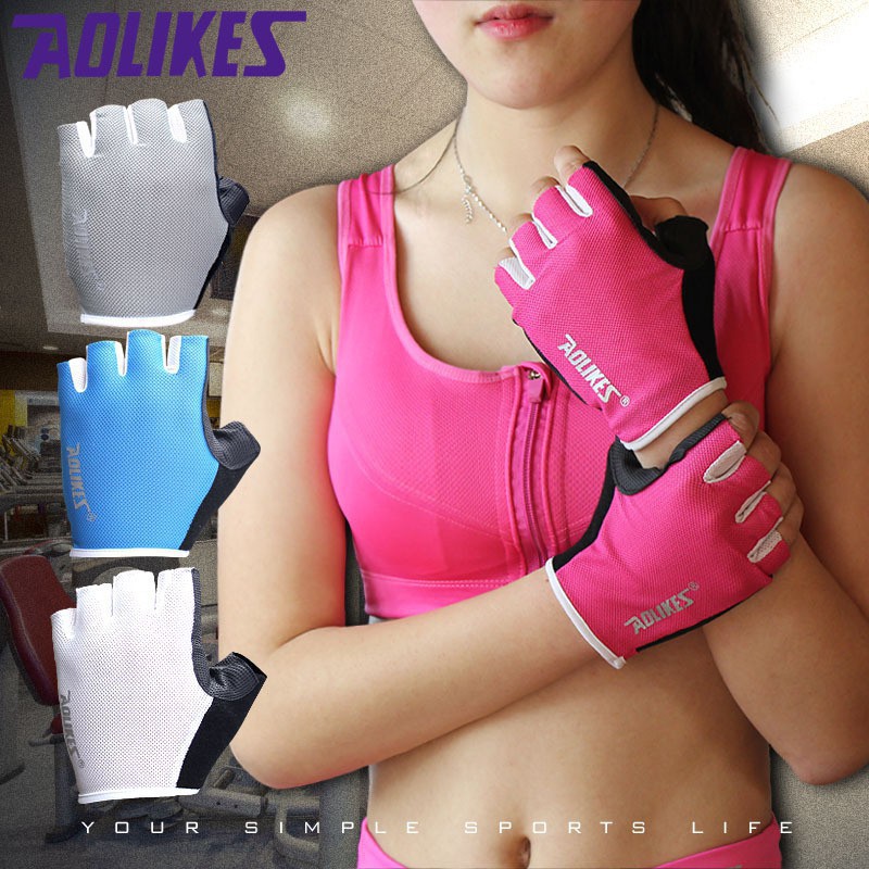 [Nhiều mẫu] Găng tay tập gym thể thao chính hãng Aolikes cao cấp (1 đôi) denatra15