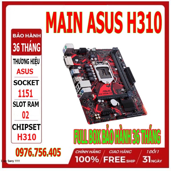 MAINBOARD ASUS H310 SOCKET 1151 FULL BOX BẢO HÀNH 36 THÁNG
