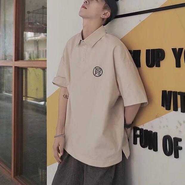 Áo Thun Polo Màu Trơn Dáng Rộng Phong Cách Hàn Quốc Thời Trang Cho Nam