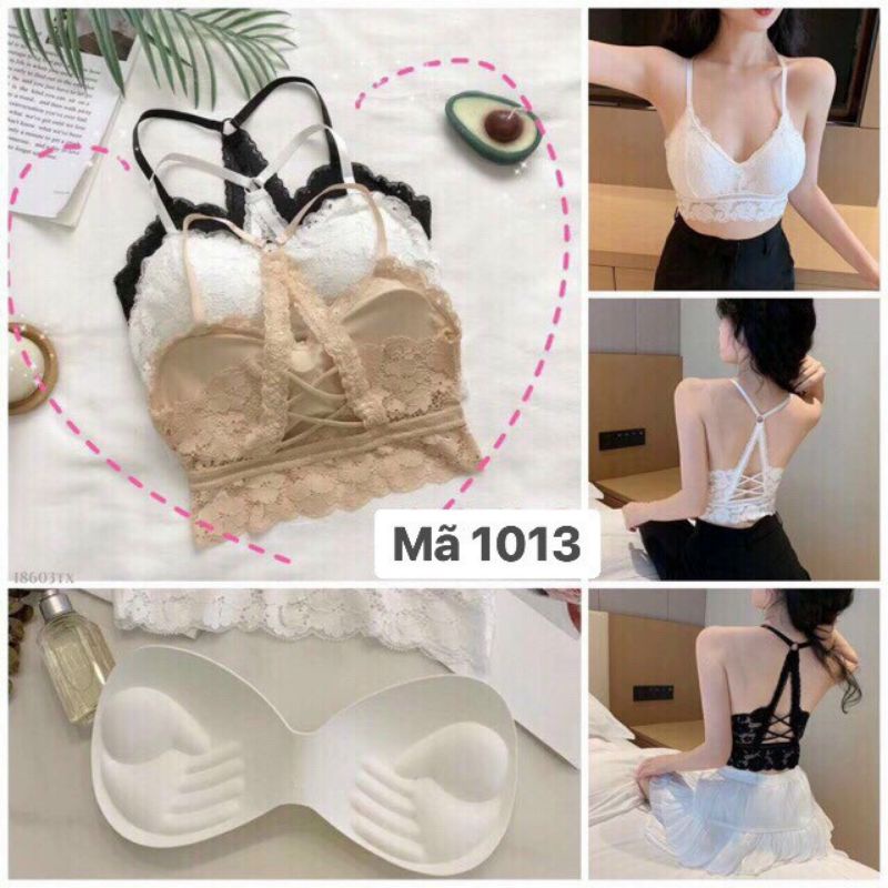 Áo Bra Ren Hoa Dây Chéo Lưng Đệm Bàn Tay  mã 1013
