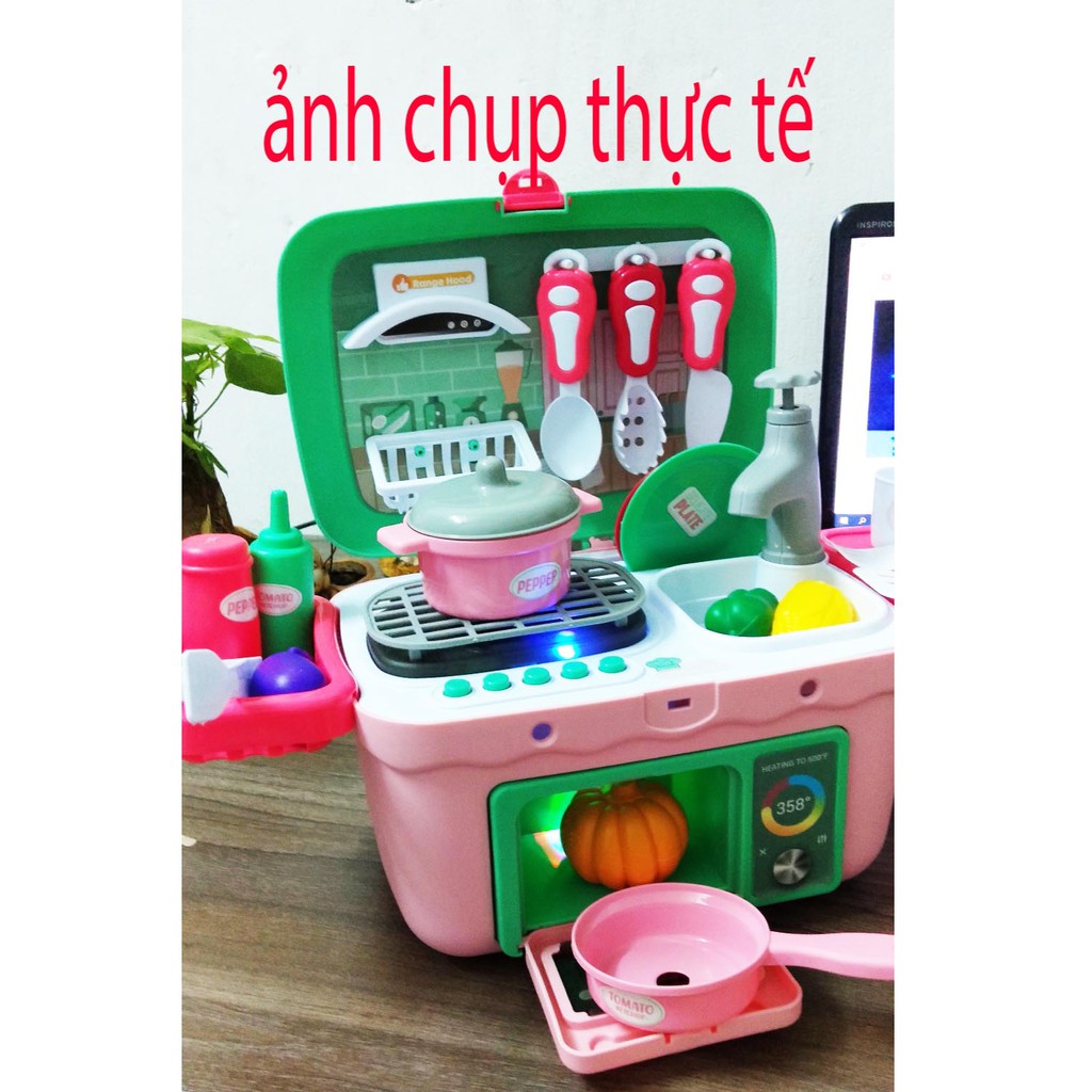 Đồ chơi nhà bếp nấu ăn cỡ lớn cho bé gái trai  23 26 31 món nhiều màu xanh hồng đỏ