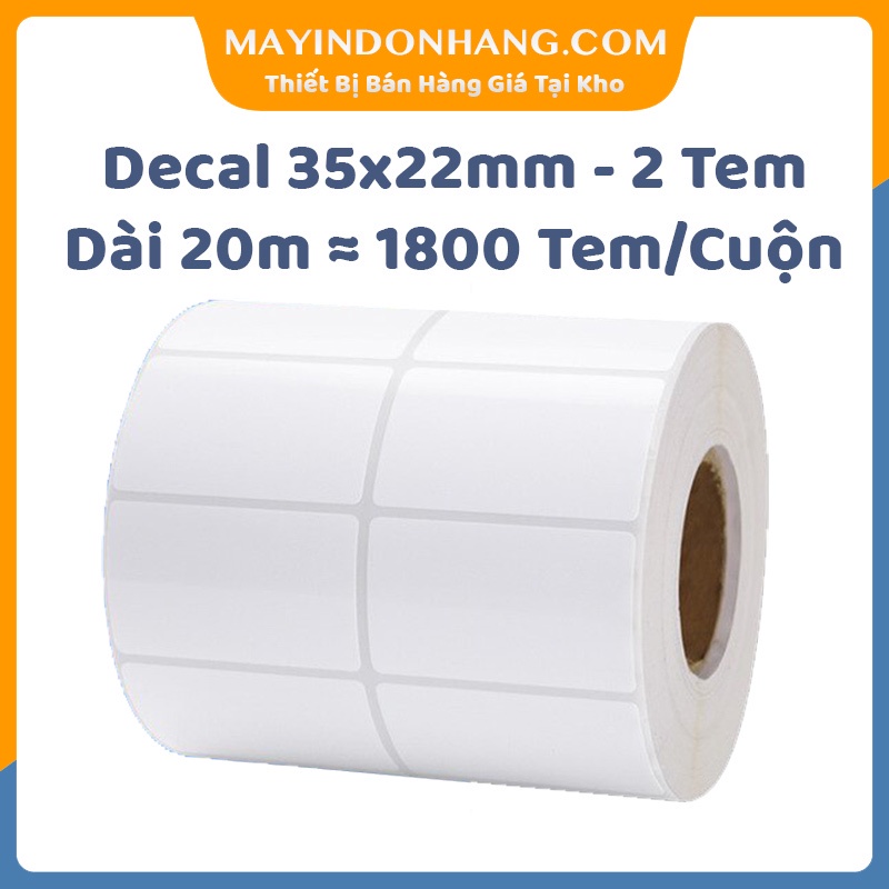 3 Cuộn decal in tem mã vạch nhiệt 35x22x2 tem