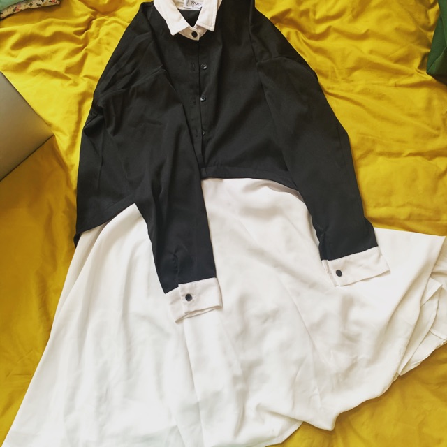 Váy 92Wear đen trắng phối màu