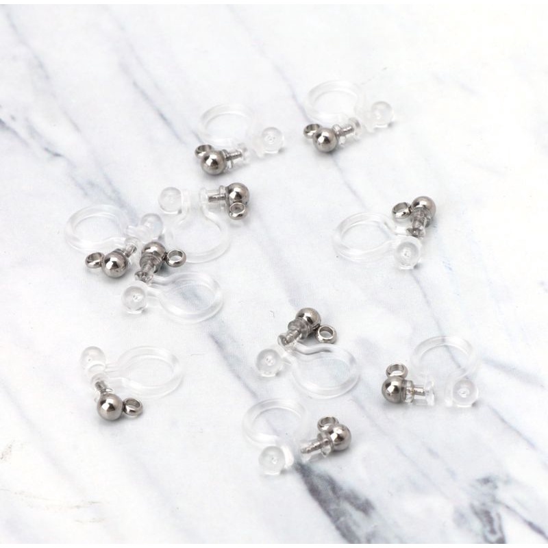 Set 10 Khuyên Tai Nhựa Trong Suốt Hình Chữ U Không Gây Dị Ứng