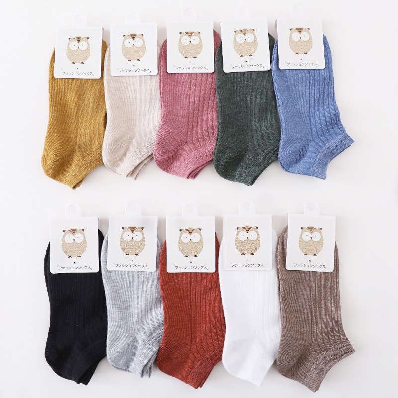 Tất Ngắn Cổ Cao Cấp Gân Vintage Nhiều Màu